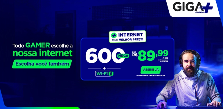 Internet ultrarrápida Giga+ Fibra 450 Mega por R$69,99/mês